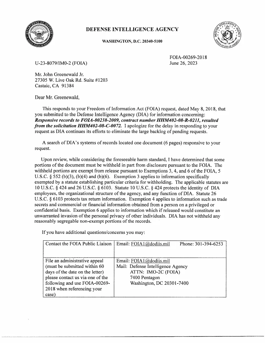 First page of The AAWSAP contract order (September 2008) and its 2009 modification