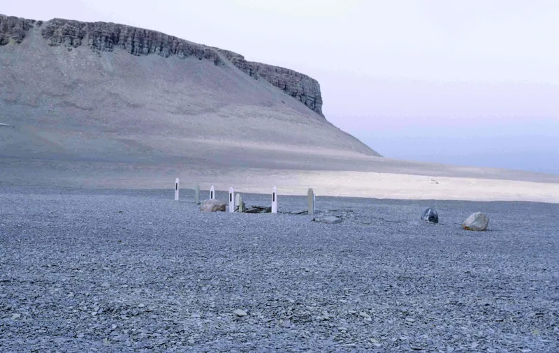 The Beechey Island graves of John Torrington, John Hartnell and William Braine: photo