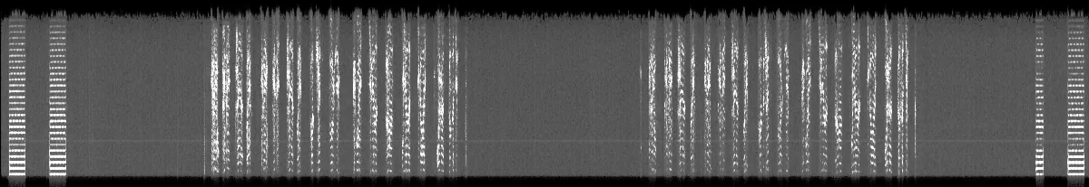 Spectrogram of Off-air recording of a voice message, 24 January 2013