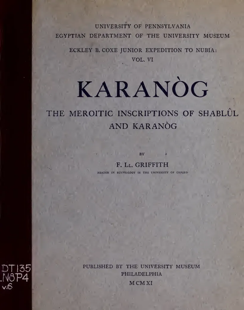First page of Funerary stelae and offering tables from Karanog and Shablul