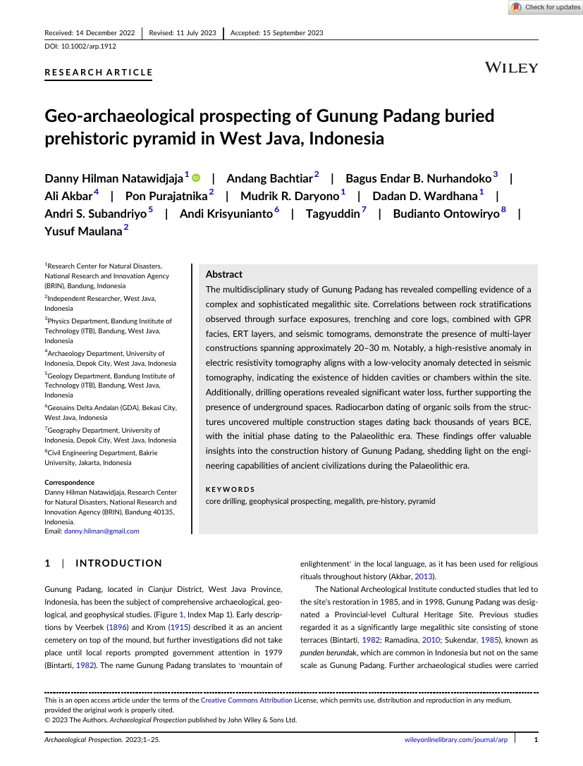 First page of Geophysical surveys of the hill, 2011 to 2015 (ERT, GPR and seismic tomography)