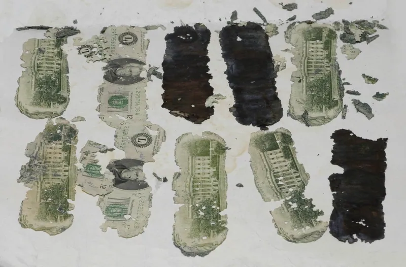 The 290 ransom bills found at Tena Bar
