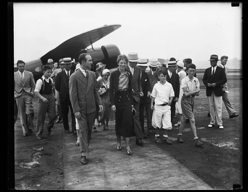 [Amelia Earhart and group]