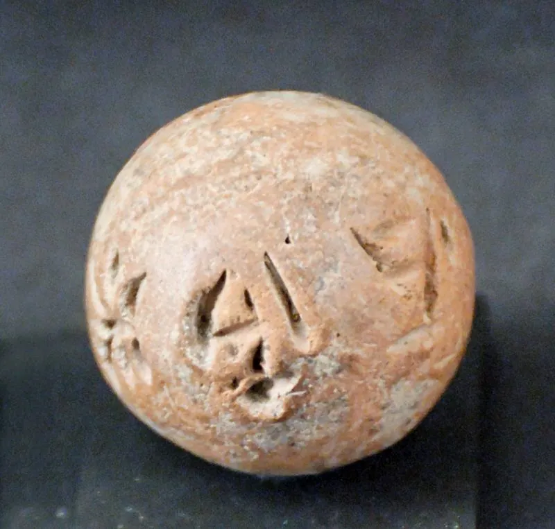 Inscribed clay balls from Enkomi and Kition (about 90): photo