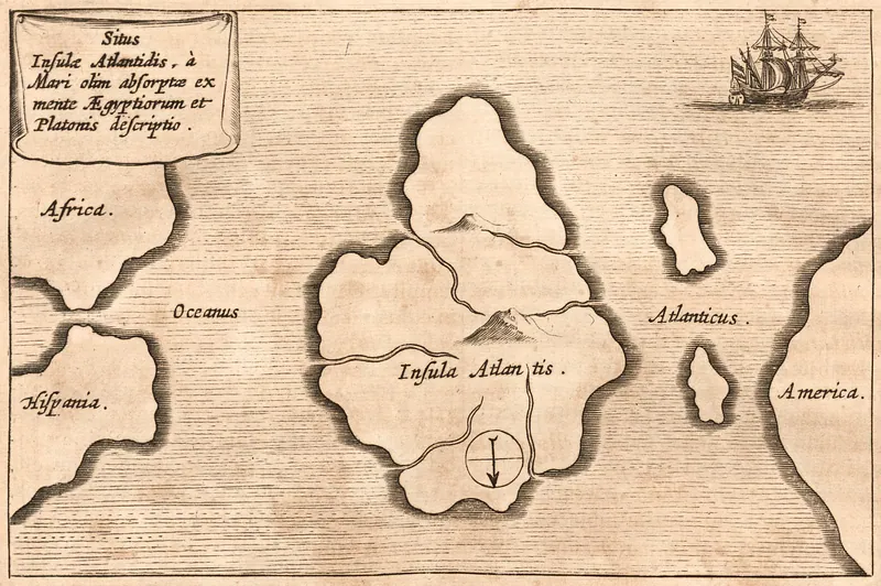 Kircher's map of Atlantis (Mundus subterraneus, 1665)