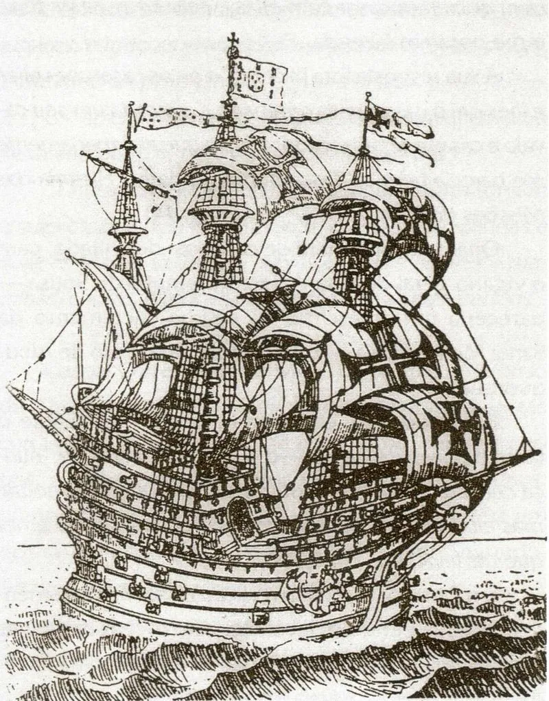 Drawing of the Frol de la Mar in the Roteiro de Malaca