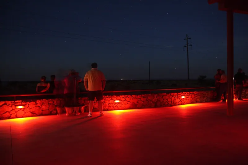 Visitors watching from the viewing platform, May 2009