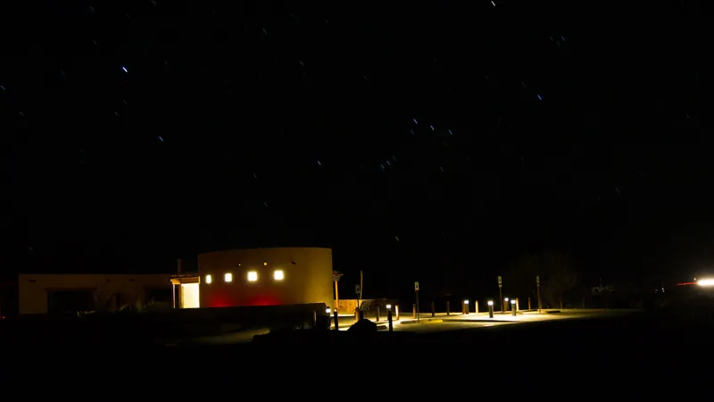 The Marfa Lights Viewing Center at night