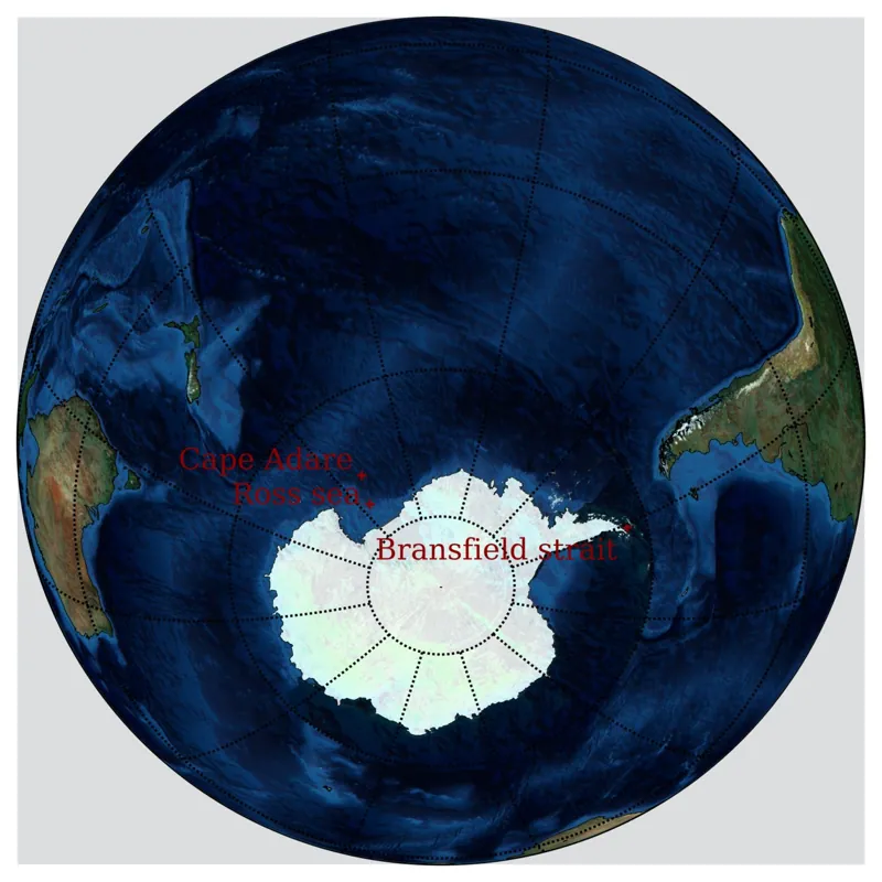 Possible locations of the Bloop, an ultra-low frequency and extremely powerful underwater sound detected by the U.S.