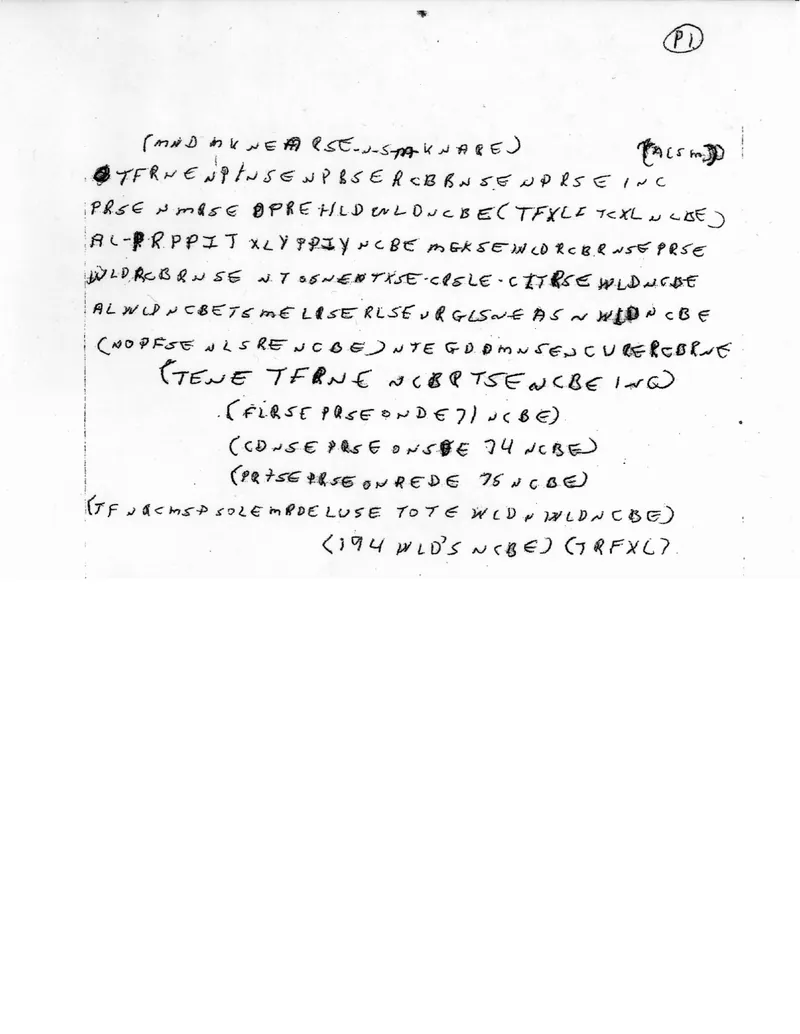 One of two coded notes found of the body of Ricky McCormick on June 30, 1999.
