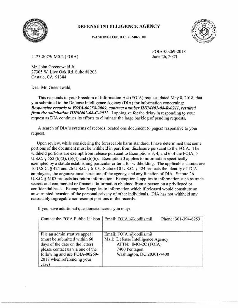The AAWSAP contract order (September 2008) and its 2009 modification: document