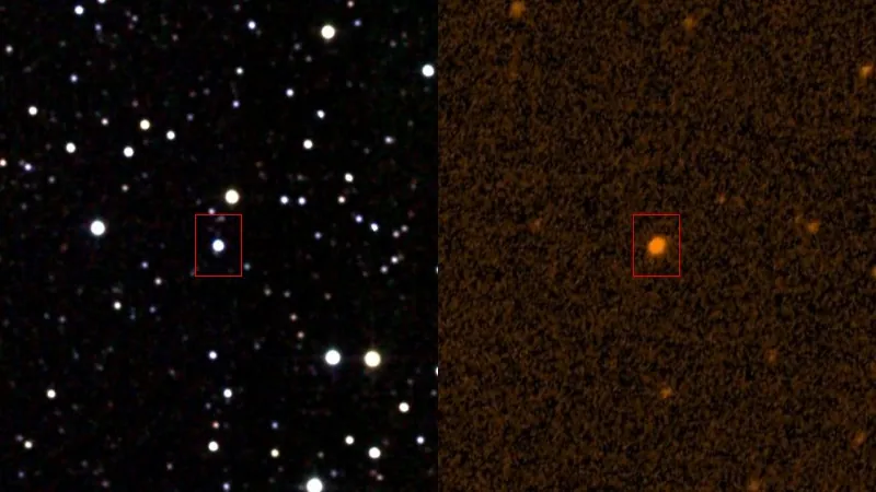 Star KIC 8462852 in infrared (2MASS survey) and ultraviolet (GALEX).
