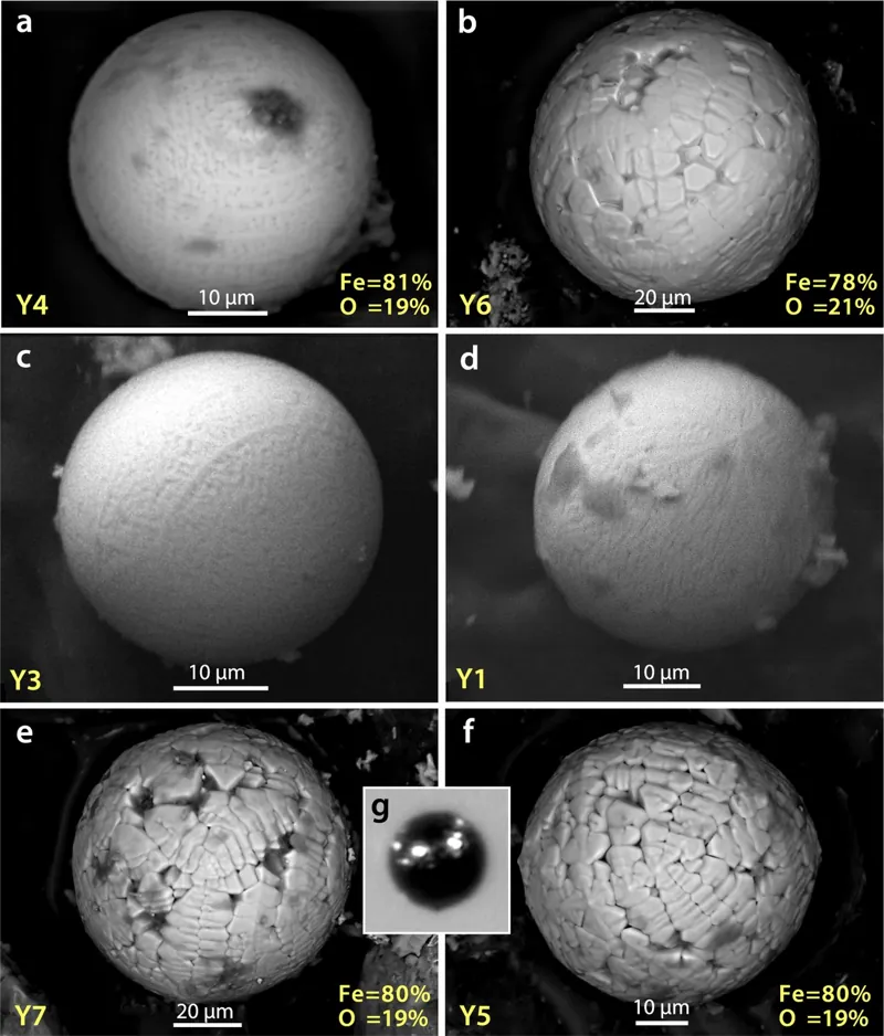 Group 1 SEM Images: High-temperature Fe-rich impact-related spherules.