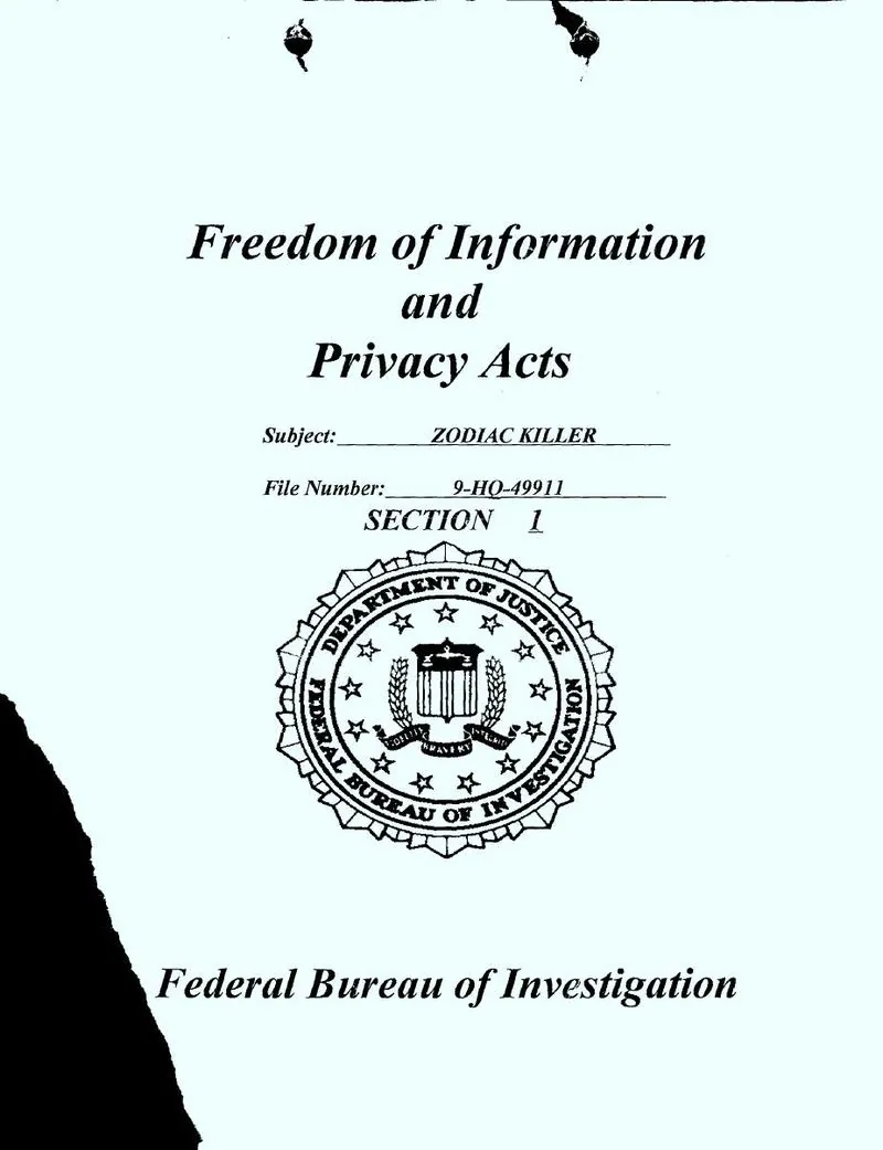 The FBI's Zodiac file, with the Laboratory's 1969 cryptanalysis of Z340: scan