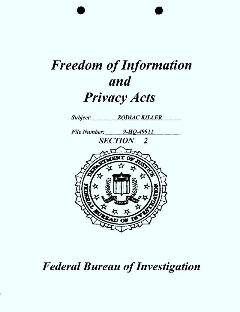 The FBI's Zodiac file, with the Laboratory's 1969 cryptanalysis of Z340: scan