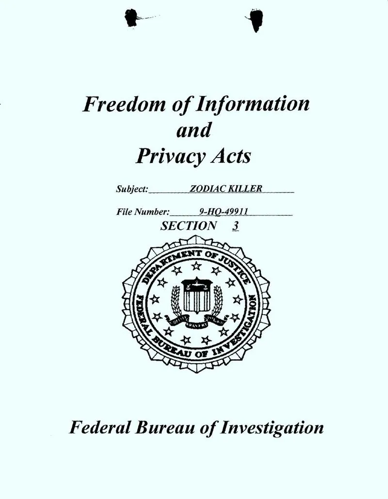 The FBI's Zodiac file, with the Laboratory's 1969 cryptanalysis of Z340: scan