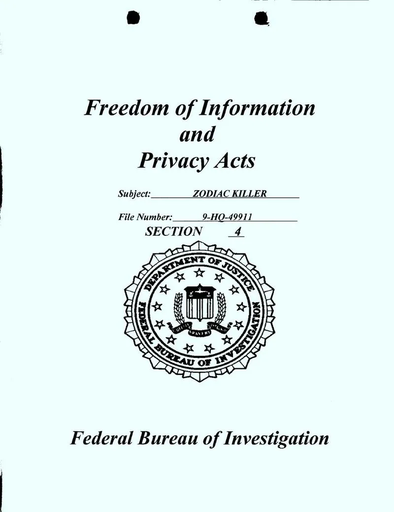 The FBI's Zodiac file, with the Laboratory's 1969 cryptanalysis of Z340: scan