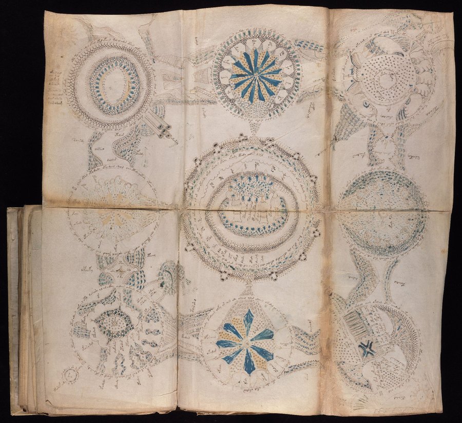 Voynich rosettes fold-out. Beinecke Library, public domain